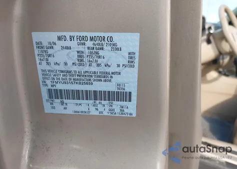 2007 Ford Escape Xlt z USA, uszkodzony, nr VIN 1FMYU93157KB25859